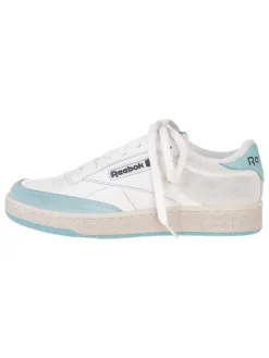 Leren sneakers "Club C Vintage" wit/lichtblauw