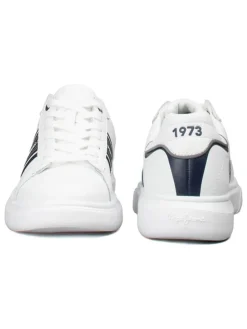 Leren sneakers "Eaton" wit/donkerblauw