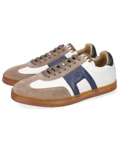 Leren sneakers "Jaxson 3" beige/wit/donkerblauw