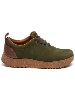 Leren sneakers kaki