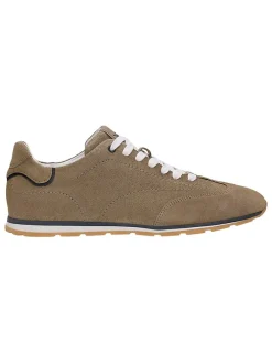 Leren sneakers taupe