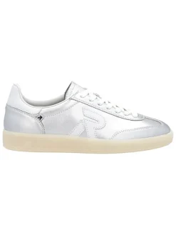 Leren sneakers zilverkleurig