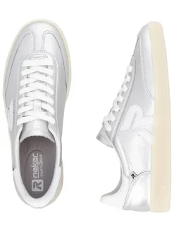 Leren sneakers zilverkleurig