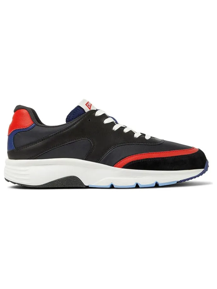 Leren sneakers zwart/rood/blauw