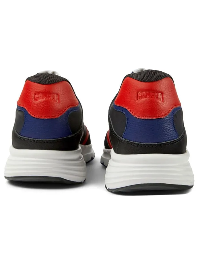 Leren sneakers zwart/rood/blauw