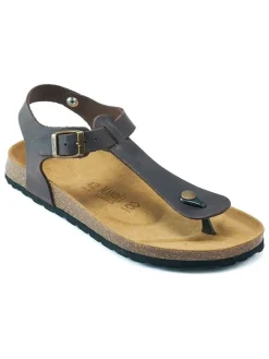 Leren teensandalen bruin