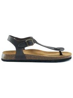 Leren teensandalen bruin