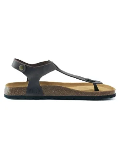 Leren teensandalen bruin