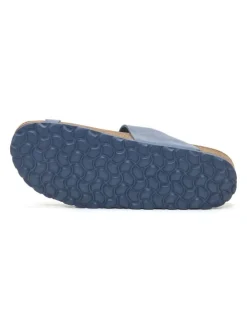 Leren teenslippers blauw