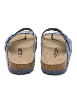 Leren teenslippers blauw