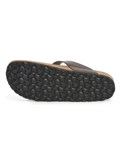Leren teenslippers bruin