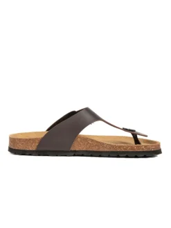 Leren teenslippers bruin