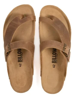 Leren teenslippers bruin