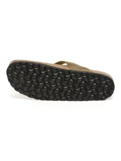 Leren teenslippers bruin