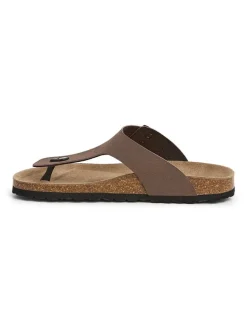 Leren teenslippers bruin