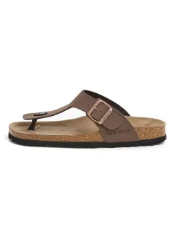 Leren teenslippers bruin