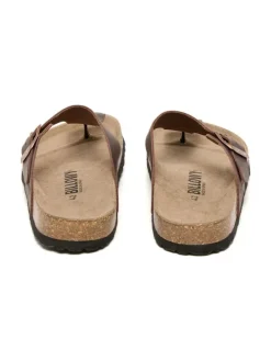 Leren teenslippers bruin