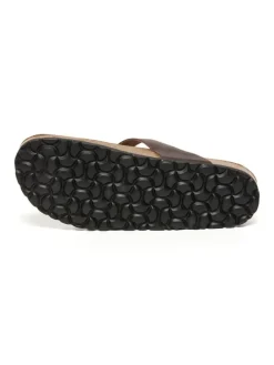 Leren teenslippers bruin