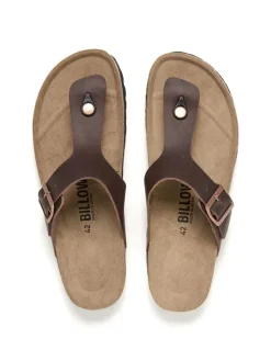 Leren teenslippers bruin