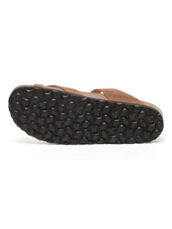 Leren teenslippers bruin