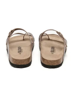 Leren teenslippers bruin