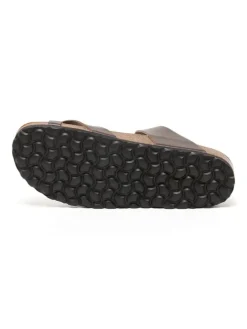 Leren teenslippers bruin