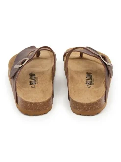 Leren teenslippers bruin