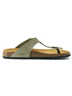 Leren teenslippers "David" kaki