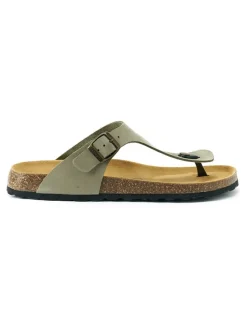 Leren teenslippers "David" kaki