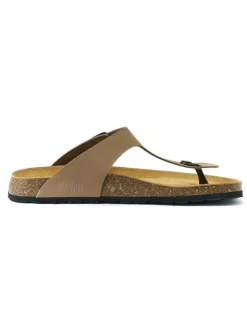Leren teenslippers "David" lichtbruin