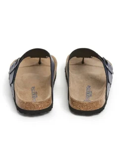 Leren teenslippers donkerblauw