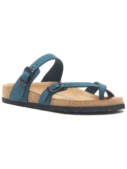 Leren teenslippers donkerblauw