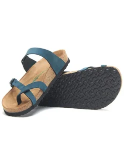 Leren teenslippers donkerblauw