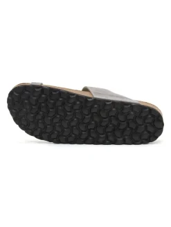 Leren teenslippers grijs