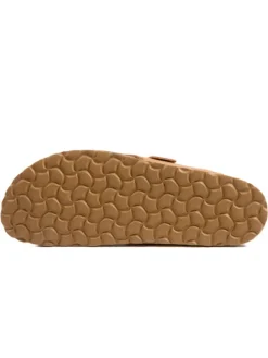 Leren teenslippers lichtbruin