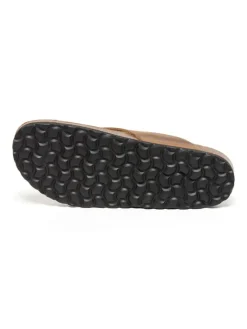 Leren teenslippers lichtbruin