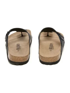 Leren teenslippers zwart