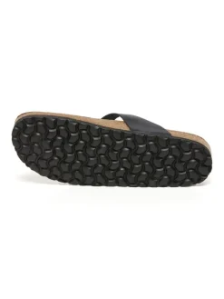 Leren teenslippers zwart