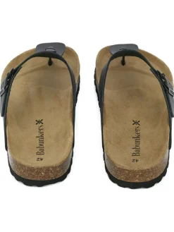 Leren teenslippers zwart