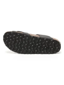 Leren teenslippers zwart
