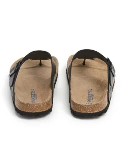 Leren teenslippers zwart