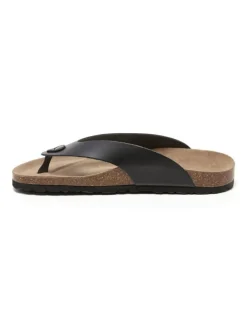Leren teenslippers zwart