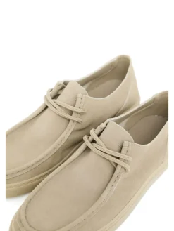 Leren veterschoenen beige