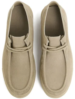 Leren veterschoenen beige