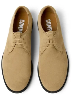 Leren veterschoenen beige