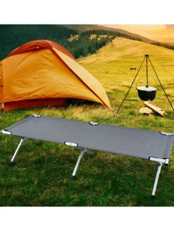 Opklapbed grijs - (B)64 x (H)42 x (D)190 cm