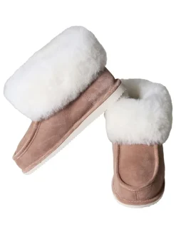 Pantoffels met lamsvacht lichtbruin