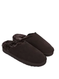 Pantoffels van schapenvacht "Emerald" donkerbruin