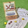 Picknickmand naturel/groen - 21 delen
