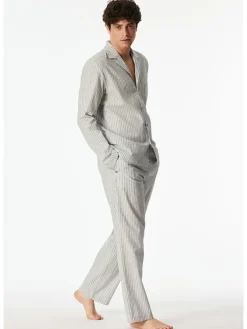 Pyjamatop donkerblauw/crème